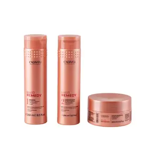 Kit Hair Remedy Home Care Cadiveu Reparador para Cabelos danificados Com 3 unidades Shampoo 250 ml Condicionador 250 ml