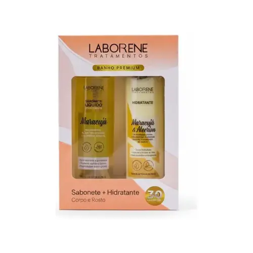 Kit sabonete e Hidratante Corporal de maracujá Laborene Sabonete Líquido e Hidratante Corporal Com 2 unidades