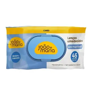 Lenço Umedecido João e Maria Sem Fragrância Com 45 unidades