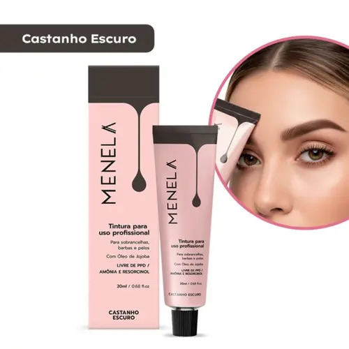 Tintura para sobrancelha Menela castanho escuro Com 20 ml