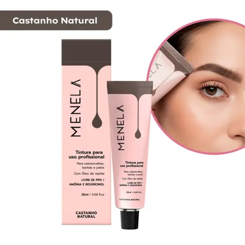 Tintura para sobrancelha Menela Castanho Natural Com 20 ml