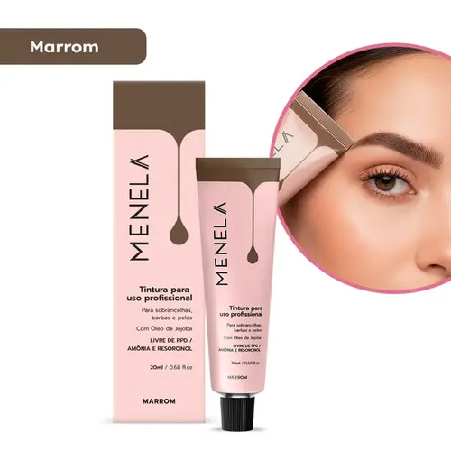 Tintura para sobrancelha Menela Henna Marrom Com 20 ml