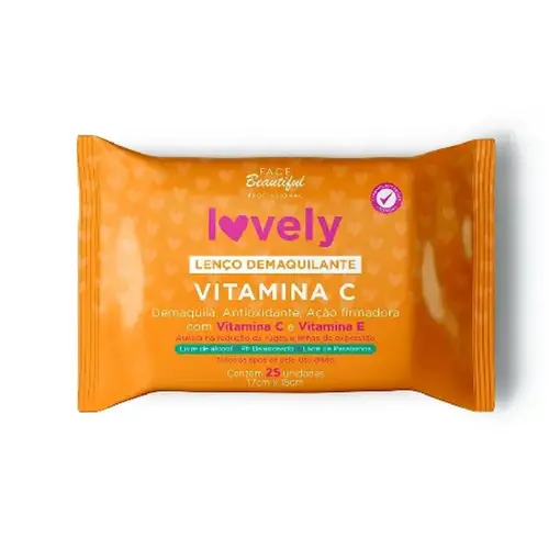 Lenço Demaquilante Face Beautiful Vitamina C Com 25 unidades