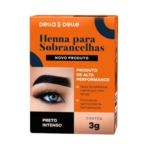 Henna para sobrancelhas Della & Delle Preto Intenso Com 3 g