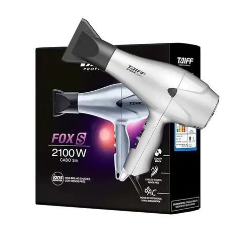Secador de Cabelo Taiff Fox Íon ProArt prata 220V Com 1 unidade