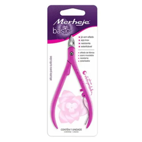 Alicate para Cutículas Merheje Basic Pink Perolado Com 1 unidade