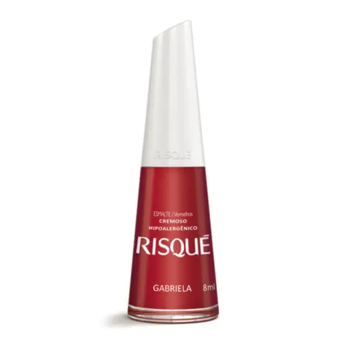 Esmalte Cremoso Risqué Gabriela tom vermelho escuro hipoalergênico Com 8ml