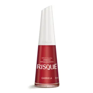 Esmalte Cremoso Risqué Gabriela tom vermelho escuro hipoalergênico Com 8ml
