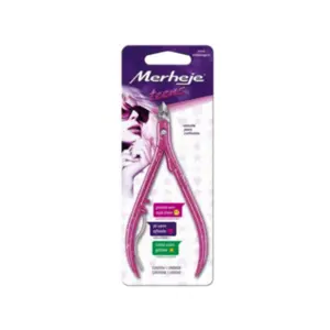 Alicate para cutícula Merheje Teens Rosa lâmina em aço inoxidável Com 1 unidade