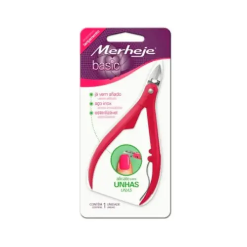 Alicate para Cutículas Merheje Basic Vermelho Perolado Com 1 unidade