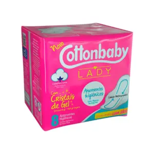 Absorvente Cottonbaby Lady Suave com abas Com 8 unidades