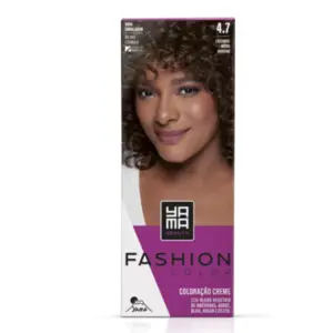 Kit tintura Yamá Fashion Color tonalidade 4.7 Coloração em Creme, água Oxigenada cremosa, intensificador de Brilho e par