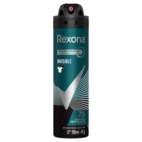 Desodorante Antitranspirante Aerossol Rexona Invisible Men Com 150 ml