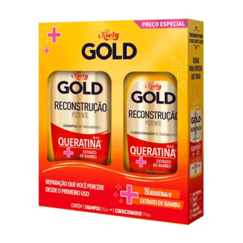Kit Niely Gold Reconstrucao Potente Shampoo 275ml+Condicionador 175ml