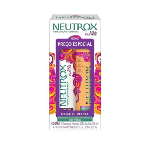 Kit Shampoo e Condicionador SOS Cachos Neutrox Com 300 ml e 200 ml