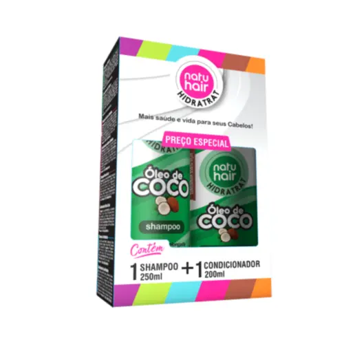 Kit Shampoo e Condicionador NatuHair Óleo de Coco 450ml Com 2 unidades