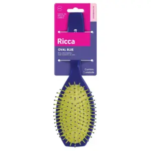 Escova de Cabelo Ricca Oval Almofadada Azul 1 unidade
