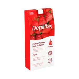 Folhas prontas para Depilação Facial Depilflax Morango Com 24 unidades