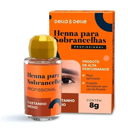 Henna para sobrancelhas Della & Delle Castanho Médio Com 8 g