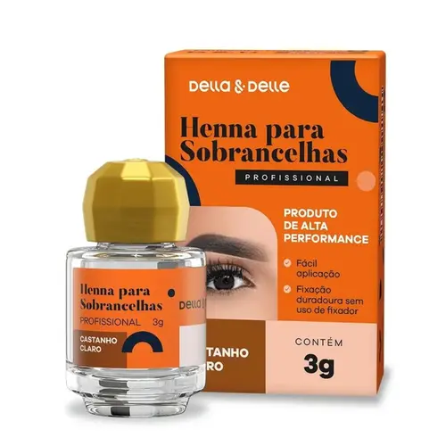 Henna para sobrancelhas Della & Delle Castanho Claro Com 3 g