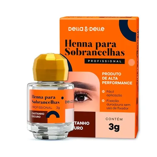 Henna para sobrancelhas Della & Delle Castanho Escuro Com 3 g
