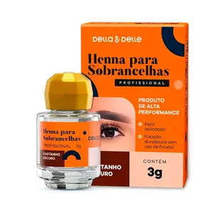 Henna para sobrancelhas Della & Delle Castanho Escuro Com 3 g