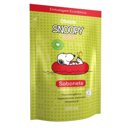 Refil Sabonete Líquido Snoopy Cottonbaby Gotas de Camomila Com 200 ml