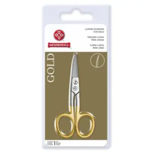 Tesoura para Unha Mundial Gold inox curva 9 cm Com 1 unidade