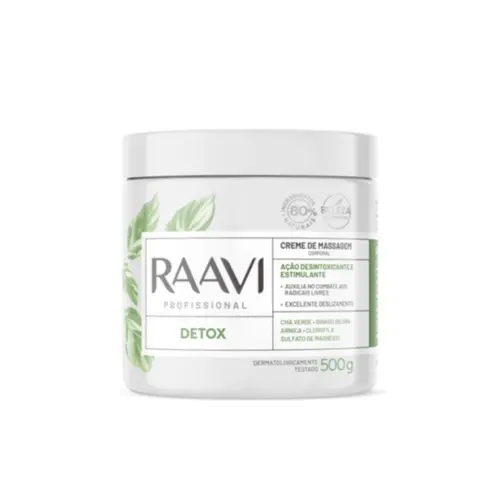 Creme de Massagem Corporal Detox Raavi Fórmula Vegana e Antioxidante Com 500 g