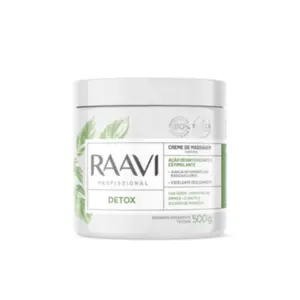 Creme de Massagem Corporal Detox Raavi Fórmula Vegana e Antioxidante Com 500 g