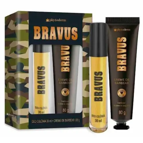 Kit perfume e Creme para Barbear Phytoderm Bravus Mini 30ml e Creme de Barbear 80g Com 2 unidades