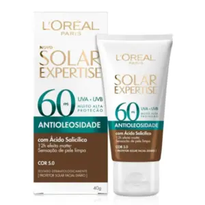 Protetor Solar Facial Antioleosidade L'Oréal Paris FPS60 Cor 5.0 Negra Com 40 g