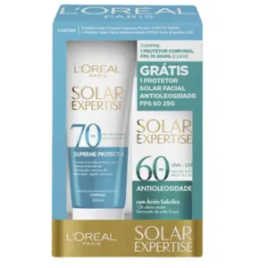 Kit Protetor Solar L'Oréal Paris e Johnson & Johnson FPS70 200ml e FPS60 25g Com 200 ml e 25 g